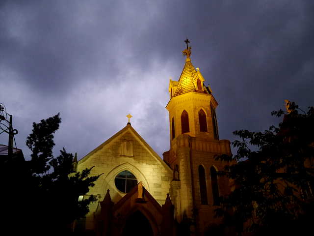 函館　カトリック元町教会　夜景